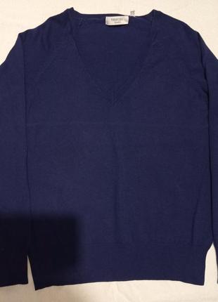 Р2. бавовняний yessica базовый темно-синий пуловер с v-вырезом реглан хлопок бавовна