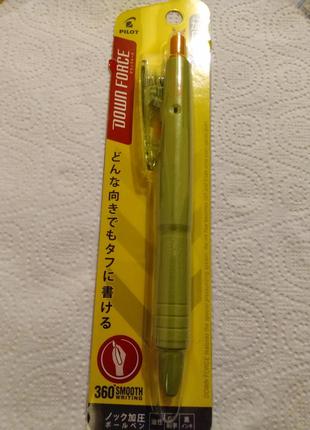 Pilot down force ballpoint pen 0.7 mm moss green body black ink кулькова ручка японія2 фото