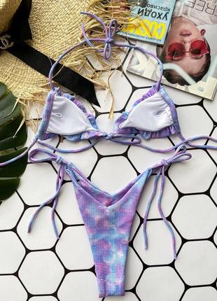 Фиолетовый сиреневый лиловый лавандовый раздельный купальник тай дай5 фото