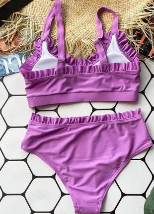 Розовый сиреневый лиловый фиолетовый раздельный купальник большие размеры7 фото
