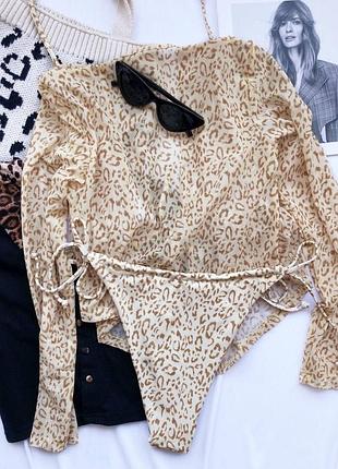 Купальник тройка принт леопард