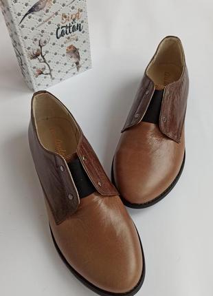Кожаные коричневые туфли ari andano на резинке 37 размера 24-24,5 см3 фото