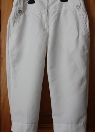 Льняные брюки кюлоты, летние, лен коттон, белые, от grew1 фото
