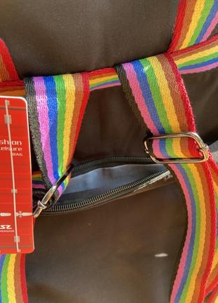 Рюкзак likee в стиле kanken чёрный (портфель, сумка) с радужными ручками сердечко