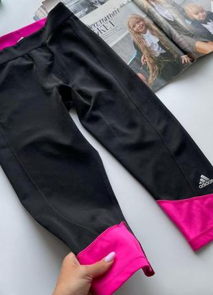 👖чёрные спортивные лосины adidas оригинал/оригинальные леггинсы с розовыми вставками adidas👖9 фото