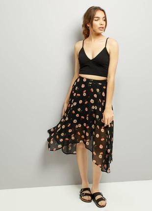 Асиметрична спідниця, юбка с цветами, летняя юбка1 фото