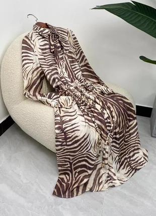 Весенне-летние высококачественные 100% саржевые шелковые полосатые элегантные платья миди с длинным рукавом zimmermann2 фото
