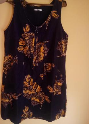 Вельветовый котоновый фиолетовый сарафан платье на замке2 фото