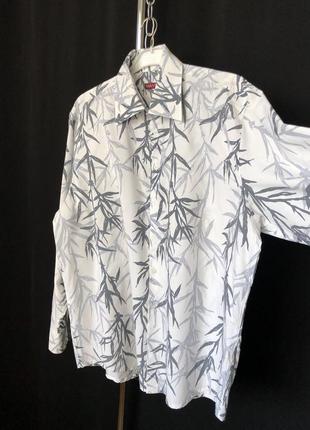 Maver рубашка белая серая «листья ивы»3 фото