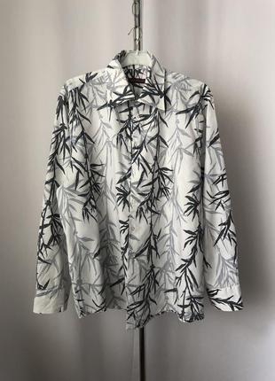 Maver рубашка белая серая «листья ивы»4 фото