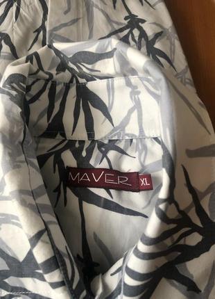 Maver рубашка белая серая «листья ивы»6 фото
