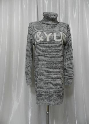 ✅в'язаний светр туніка, сукня з горловиною розмір оверсайз 44-561 фото