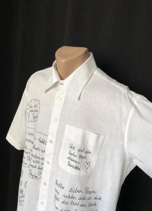 Белая рубашка  хлопок принт «письма»