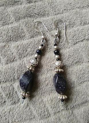 Сережки з натуральним авантюрином