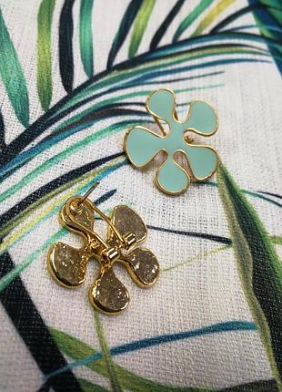 Сережки бірюзова квітка клякса