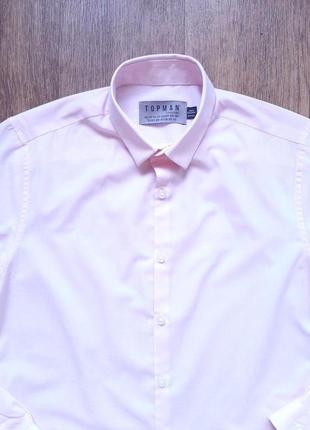 Рубашка розовая topman slim fit  размер xs, хлопок2 фото