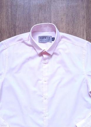 Рубашка розовая topman slim fit  размер xs, хлопок4 фото