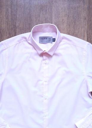 Рубашка розовая topman slim fit  размер xs, хлопок7 фото