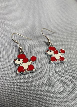 Сережки красно-білі пудель