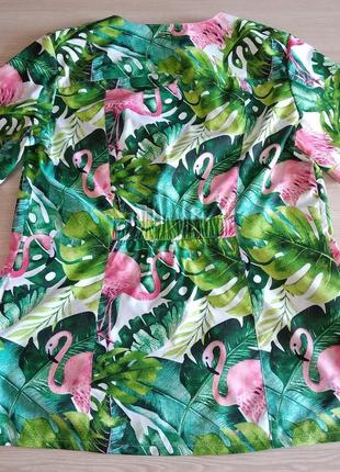 Женская медицинская блуза с фламинго с хлопка 44-562 фото
