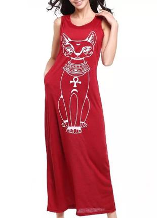 Платье майка египетская кошка с карманами