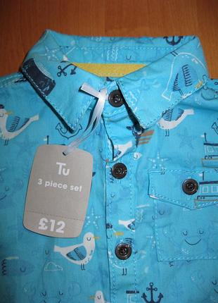 Рубашка "tu" размер 3-6 мес. рост 62-68 см. 3