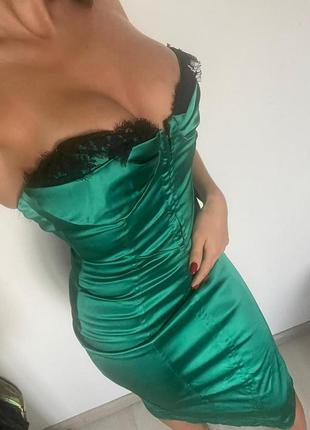 👗сексуальное зелёное платье миди без бретель/нефритовое облегающее платье с кружевом открытые плечи👗5 фото