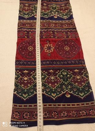 Шовковий вінтажний шарф благородних кольорів бохо з візерунками 29*1733 фото