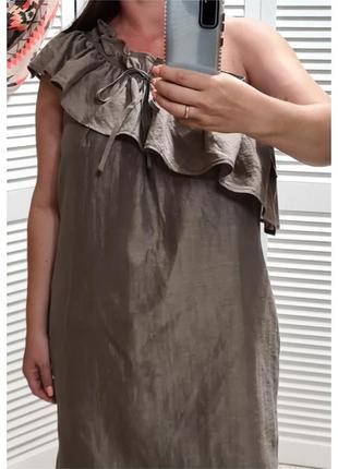 Сукня натуральне на одне плече з воланом zara4 фото