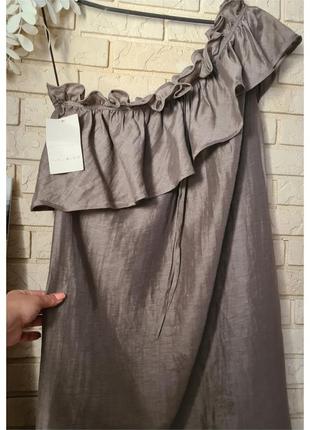Сукня натуральне на одне плече з воланом zara6 фото