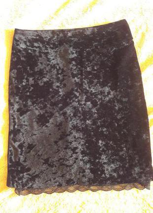 Теплая красивая велюровая юбочка