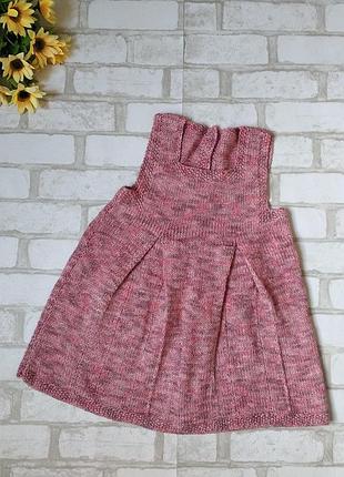 Сарафан в'язаний на дівчинку рожевий меланж