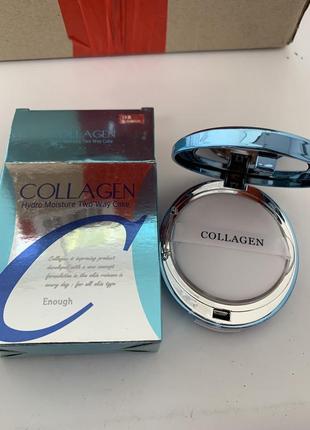 Увлажняющая корейская пудра enough collagen moisture two wake cake spf 25+ /13g+13g5 фото