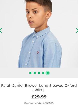👔 актуальная фирменная рубашка оксфорд на 8-10 лет farah usa 👔3 фото
