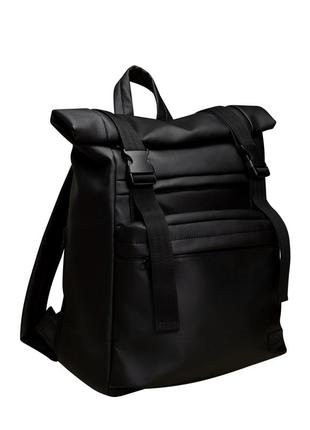 Мега стильний чорний місткий чоловічий рюкзак рол топ2 фото