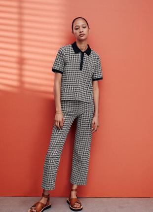 Zara жаккардовые брюки в стиле ретро