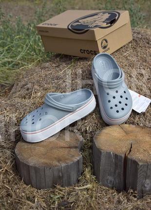 Зручні стильні сабо крокси crocs platform light grey/rose (сірі). оригінал!