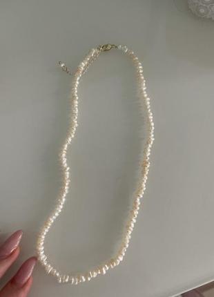 Натуральное ожерелье из жемчуга, стильное нежное колье бохо3 фото