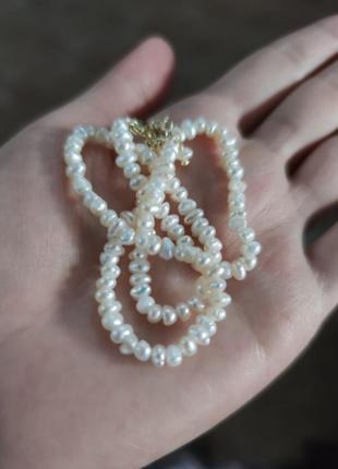 Натуральное ожерелье из жемчуга, стильное нежное колье бохо4 фото