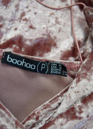 Платье мини бархатное розовое велюровое boohoo4 фото