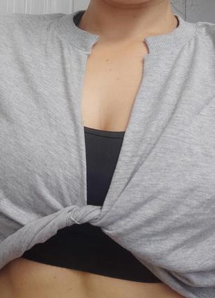Серый женский  топ asоs укороченная футболка с переплетом6 фото