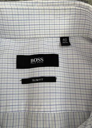 Сорочка hugo boss блакитна в клітинку7 фото