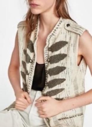 Zara жилет жилетка с вышивкой в этно стиле3 фото
