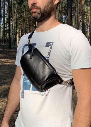 Шкіряна сумка бананка ручна робота