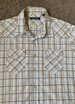 Шведка сорочка з коротким рукавом в клітку