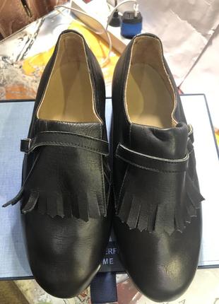 Черные кожаные ортопедические туфли