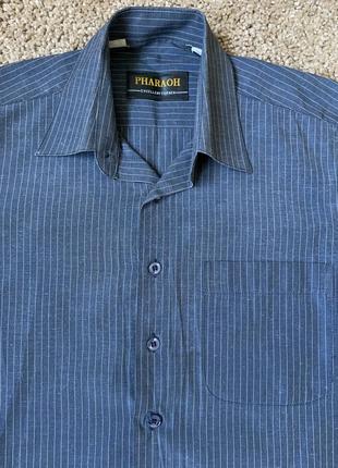 Сорочка темно-синя в тонку смужку