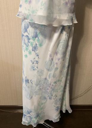 Шикарный нежный костюм юбка миди и блуза цветочный принт2 фото