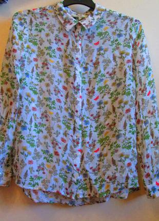 Розпродаж красива стильна блуза сорочка next натуральна квіточки розмір 14