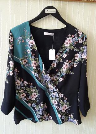 Блуза на запах в цветочный принт с длинным рукавом от oasis4 фото